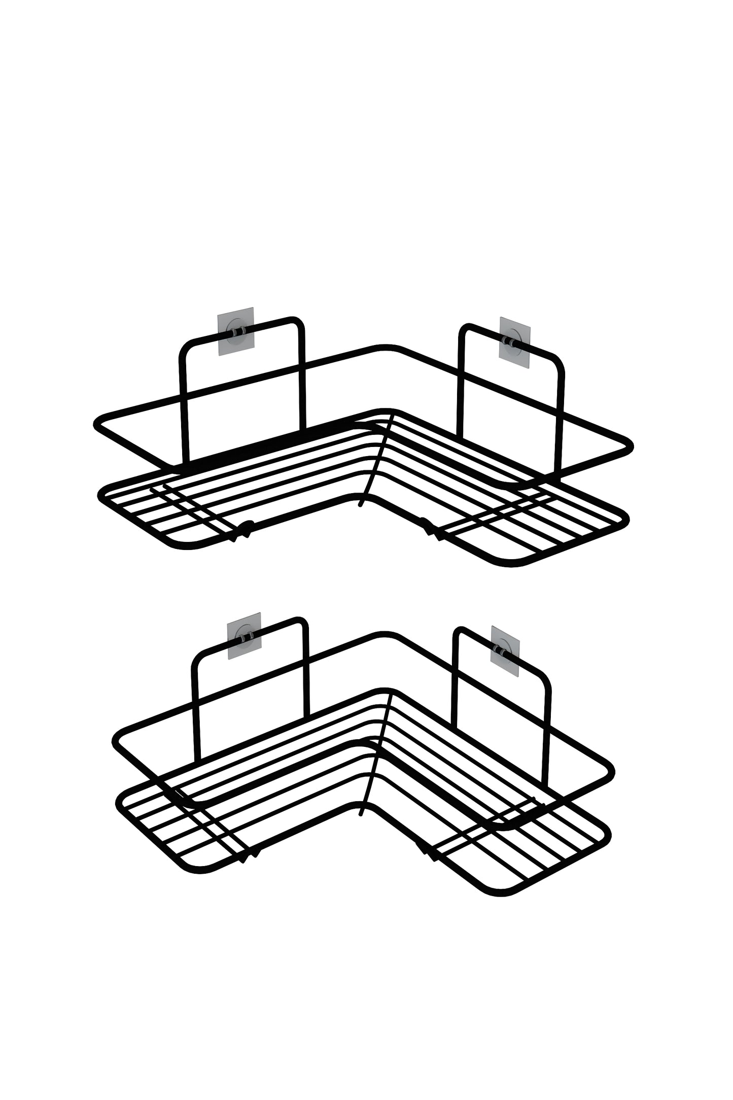 2 Adet Yapışkanlı Paslanmaz Banyo Rafı - Banyo Düzenleyici ve Köşe Rafı
